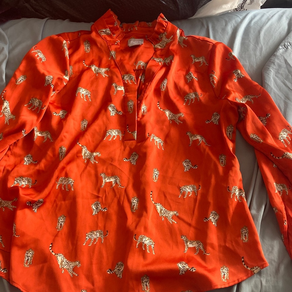 Chicos orange cat blouse 00P
